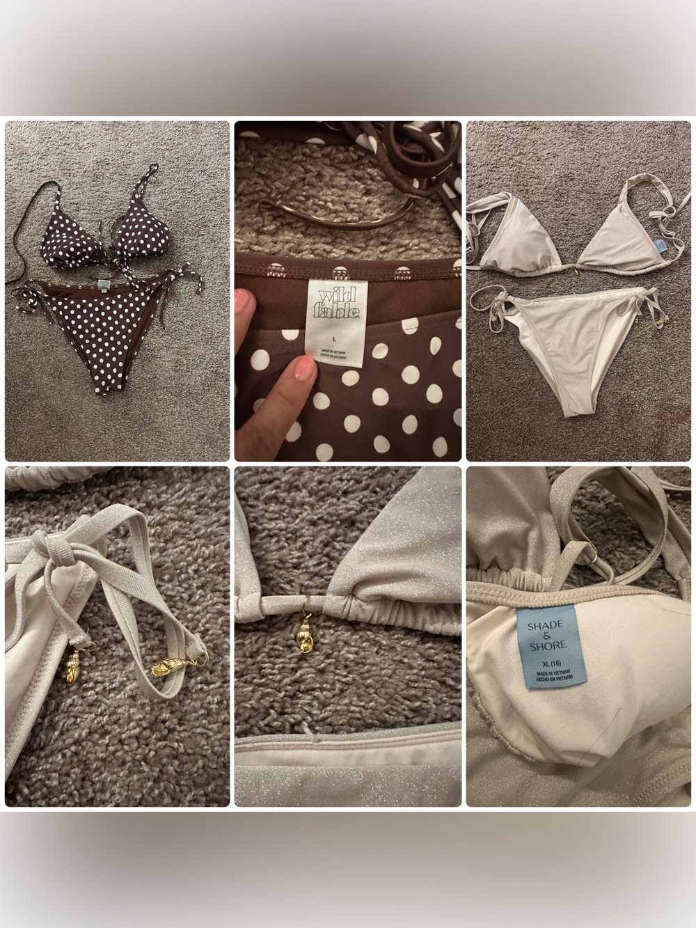 Wild Fable Brown and White Polka Dot Bikini Top
